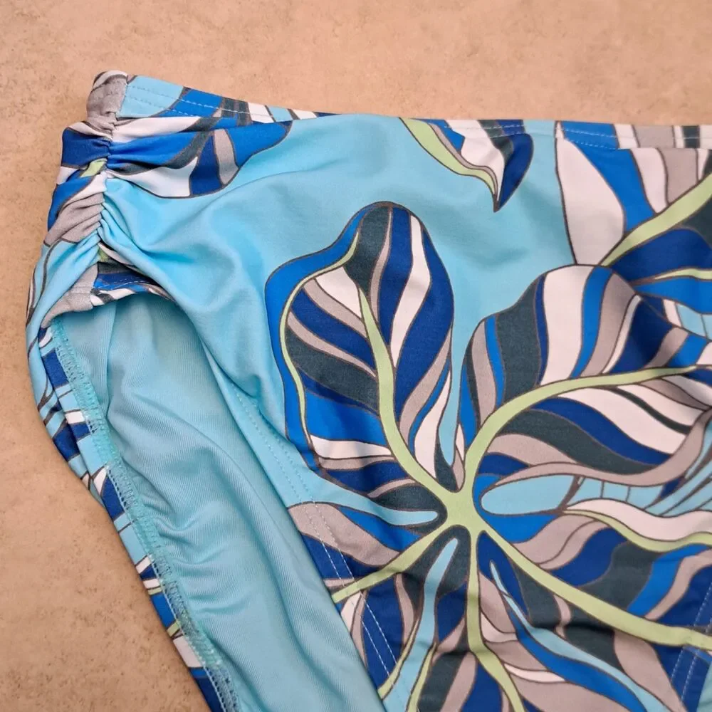 NEW Beach House Swim Mya High Waist Bikini Bottom Size 8 Blue Floral